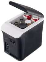 Slim Black & White Travel Fridge — detail view