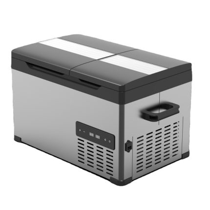 Grey Dual-Lid Portable Fridge on a white background